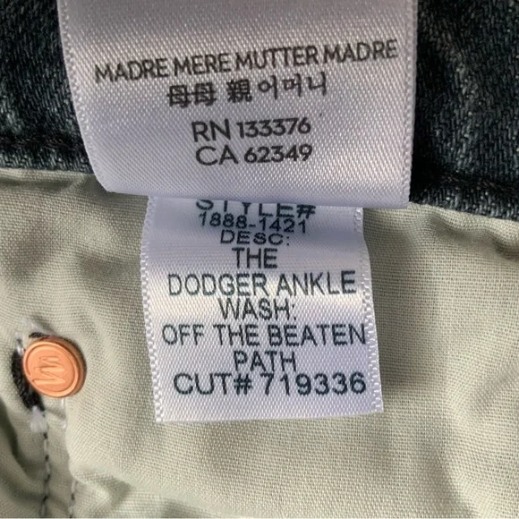 MOTHER SUPERIOR Jeans Dodger Ankle Off the Beaten Path Gray Size 29